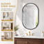 Miroir mural ovale pour salle de bain, en verre trempé avec cadre en aluminium, fixation verticale ou horizontale.-375833848-375833850