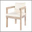Ensemble de 2 chaises de salle à manger en bois d'acacia, fauteuils avec coussins crème, fauteuil d'appoint en tonneau, ensemble de chaises d'appoint de cuisine pour balcon, cour, jardin, blanc clair