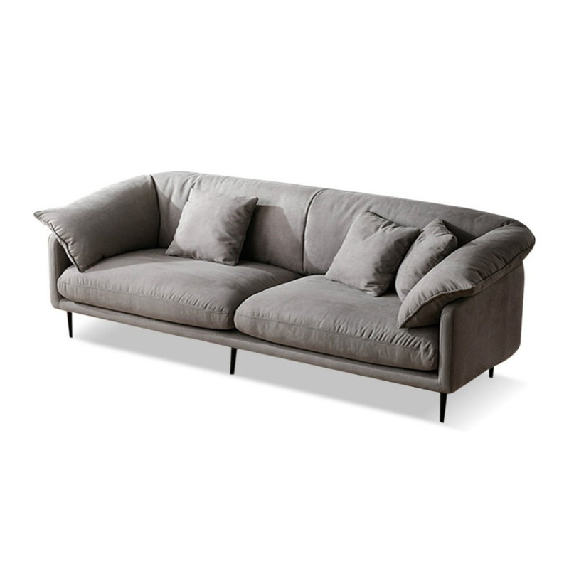 Causeuse-coussin modulaire en polyester gris, Gris, 34,65 po H x 86,61 po L x 37,4 po P