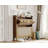 Farmhouse Rattan Shoe Cabinet, Narrow Shoe Storage with 2 Flip-Down Drawers, Freestanding Entryway Organizer with Adjustable Shelves, Wooden Legs, Brown