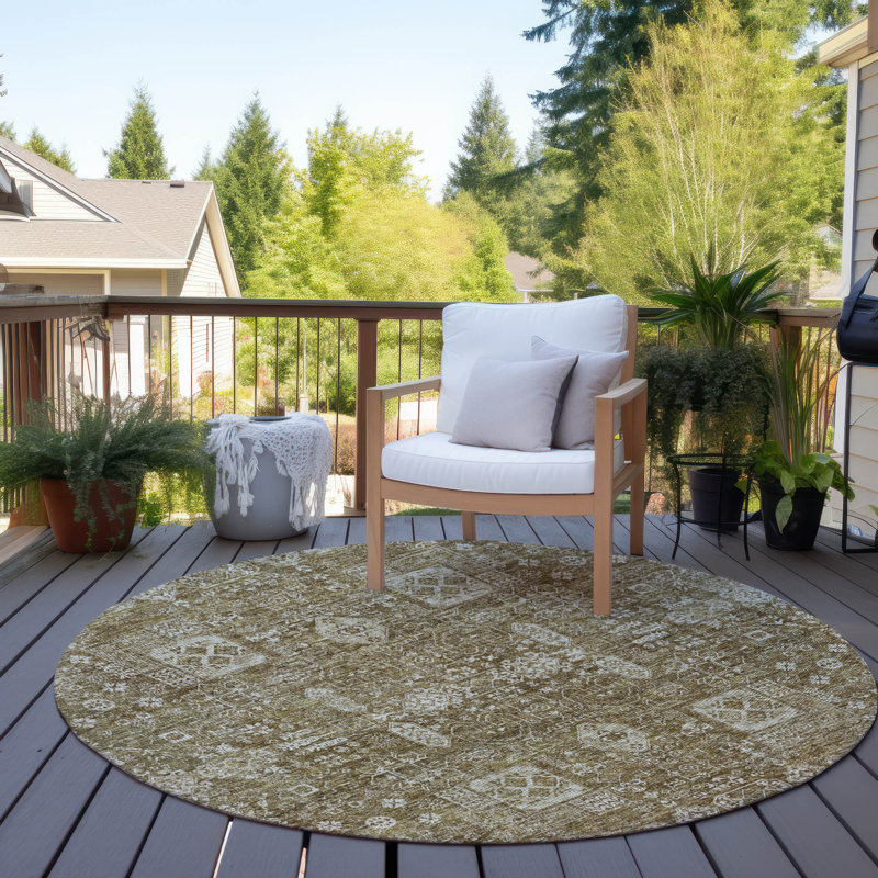 Floral Indoor / Outdoor Rug, Round 8'