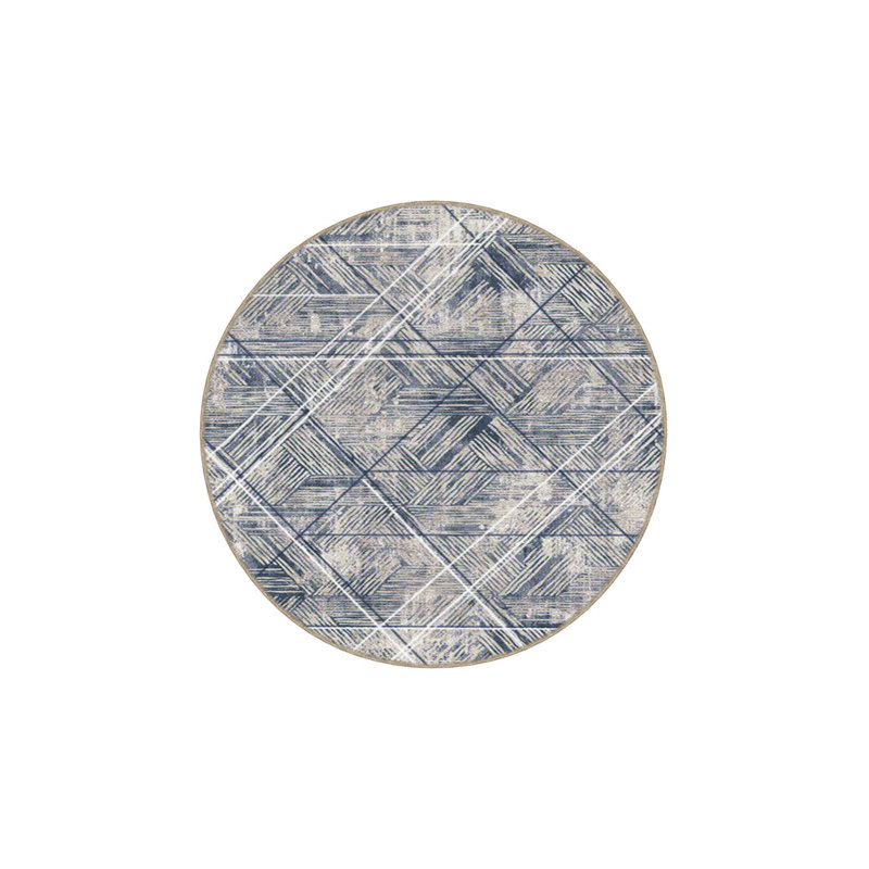 Tapis décoratif bleu clair lavable à la machine, Sous-tapis rond 3 pi 3 po inclus