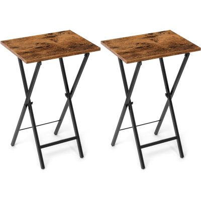 Ensemble de 2 plateaux pliables pour plateau de télévision - Petite table portative robuste pour le salon, la chambre à coucher et le bureau - Conception légère et peu encombrante