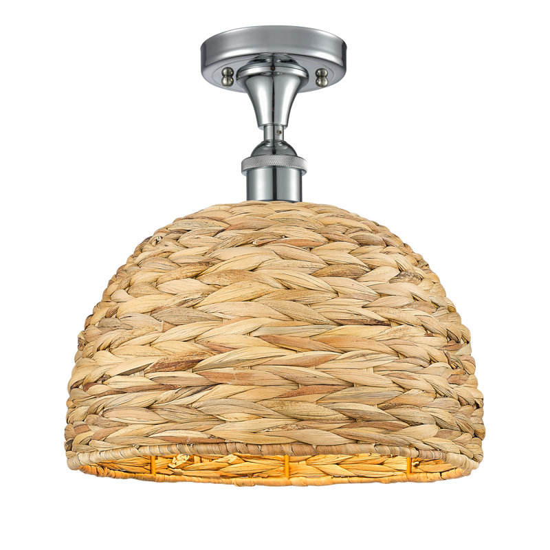 Plafonnier semi-encastré 1 lumière 16 po Tsang, H 12,25 po x l 12 po x P 12 po, Chrome poli