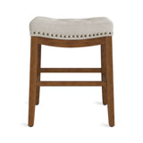 Bar Stools, 24 Inch Fabric Counter Height Bar Stools, Saddle Barstools For Kitchen Island With Nailhead Trim Tufted Button