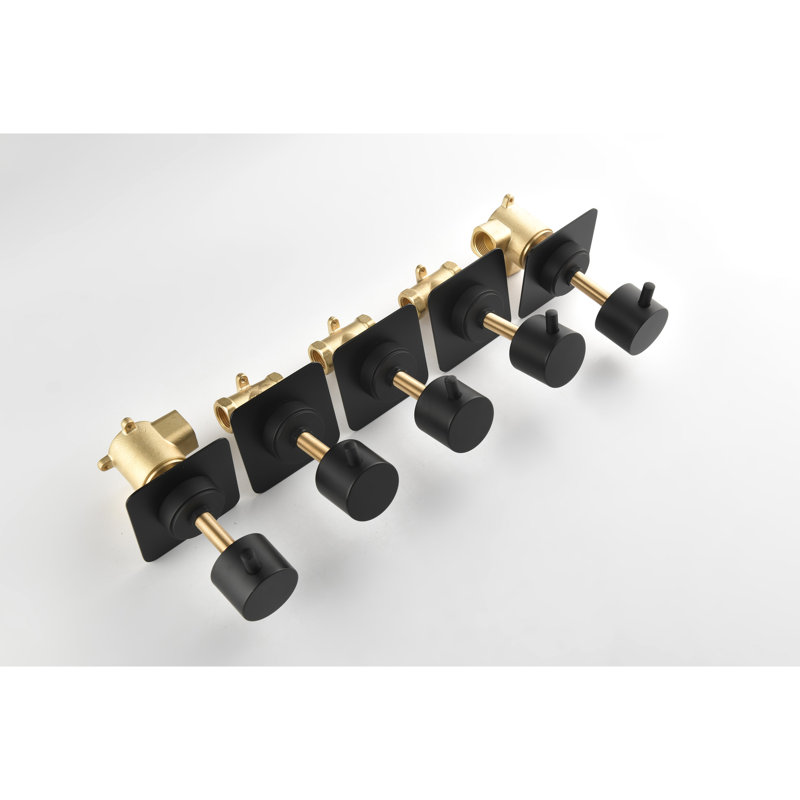 Pièce de contrôle du volume de douche noir mat - fonte en métal 3/4 po, laiton. Débit élevé, poignée réglable, contrôle précis de la température, corps de valve