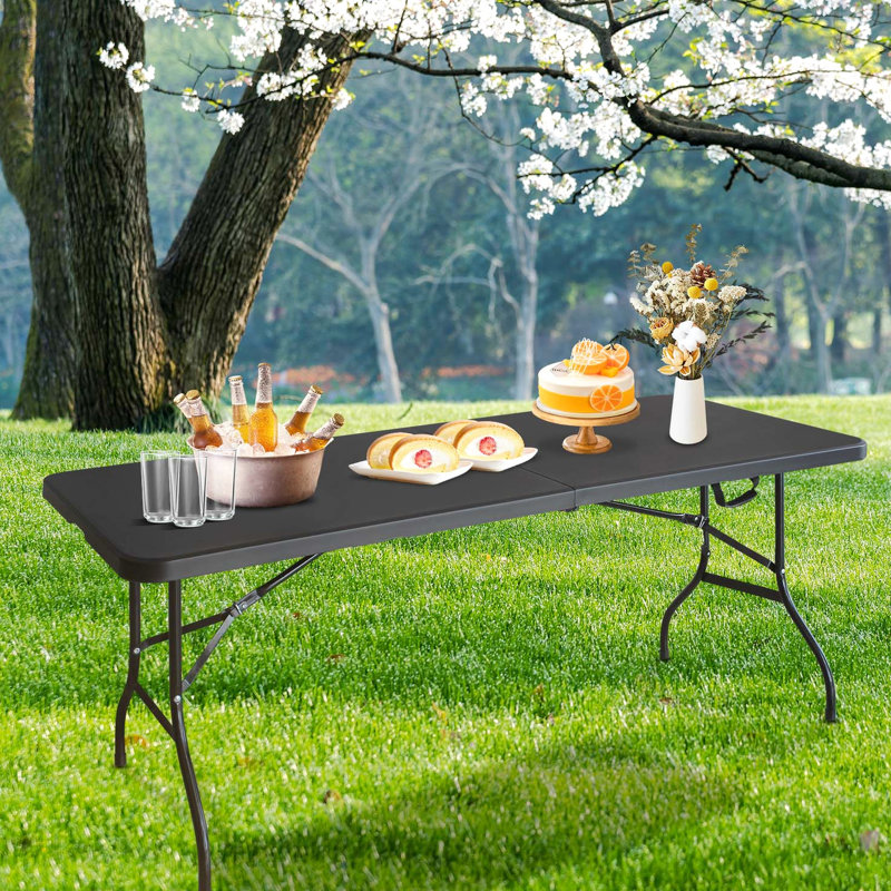Table portative en plastique pour pique-nique - 6 pi, pliable, haute résistance, pliante noire