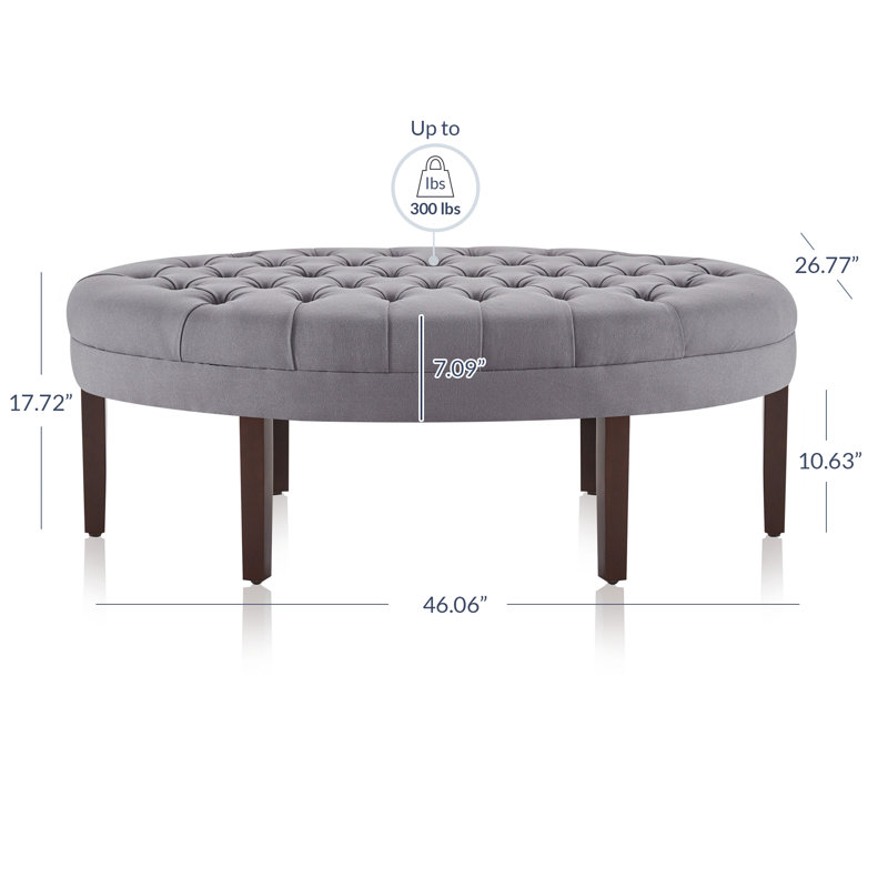 Repose-pieds capitonné ovale standard de 46,06 po Evantia, Lin gris