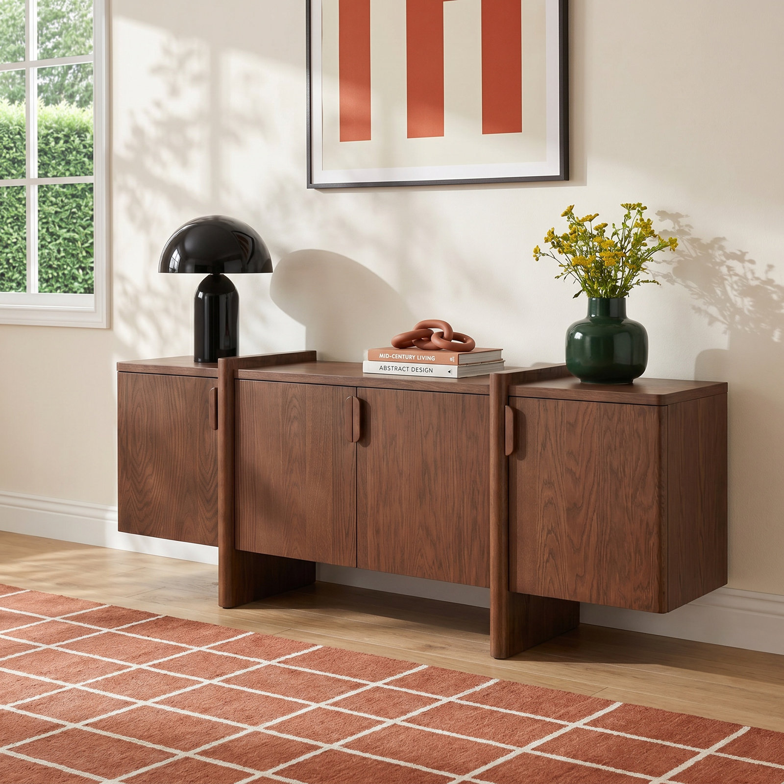 4-Door Sideboard, Light Walnut