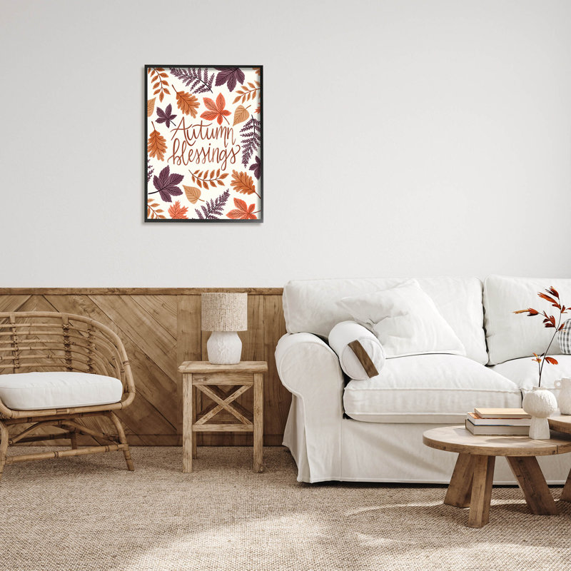 Feuilles de fougère d'automne - 310, H 30 po x l 24 po x P 1,5 po, Giclée encadrée noir minuit
