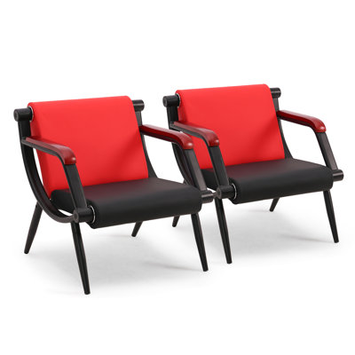 Faux Leather Seat Waiting Room Chair with Metal Frame