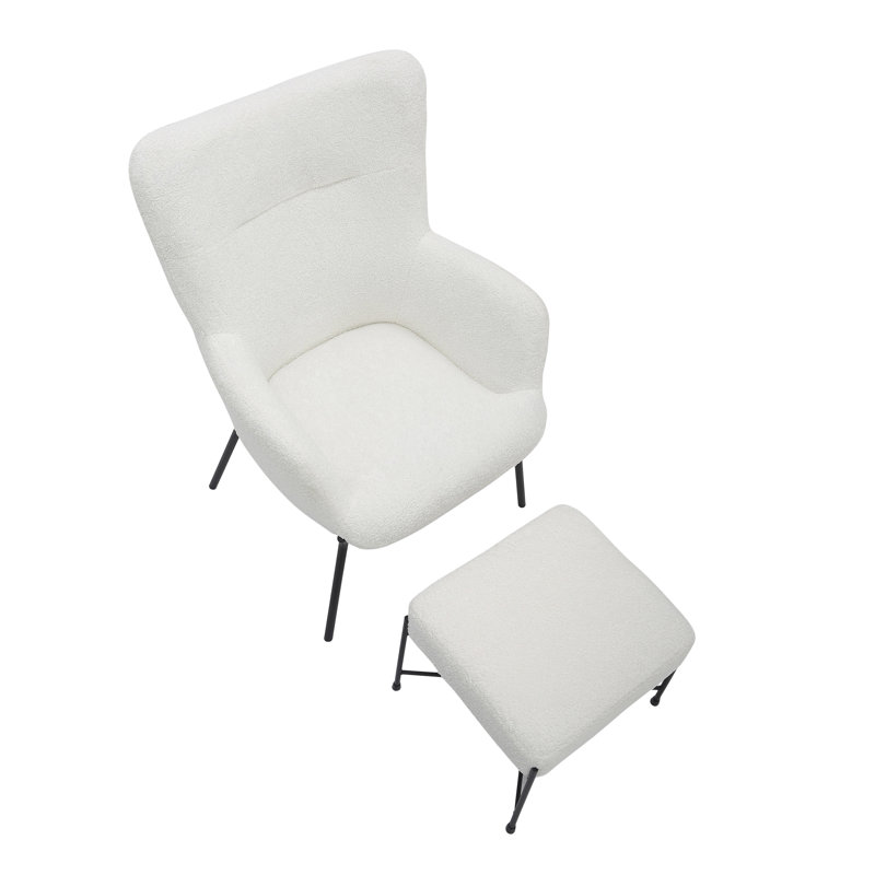 Méridienne de 28,5 po de large avec repose-pieds, Blanc