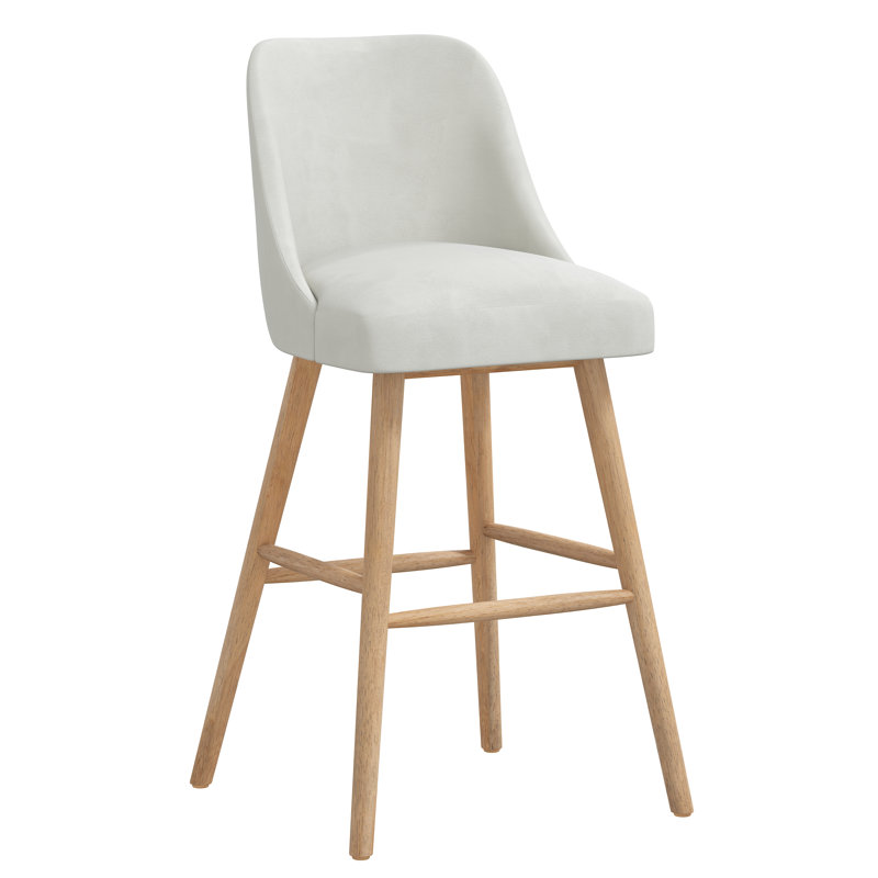 Lozelle Counter & Bar Stool, Natural, Bar Stool (31” Seat Height), Bella Light Gray Performance Velvet
