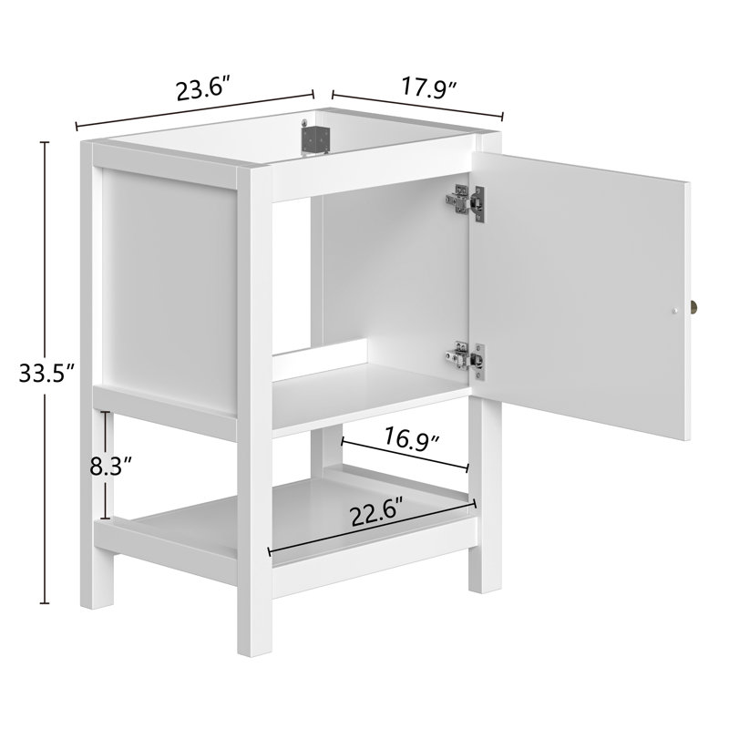 Base de meuble-lavabo simple 24 po seulement, Blanc