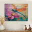 Libellule sur une fleur I - art mural moderne en bois sur bois de pin naturel-213307691