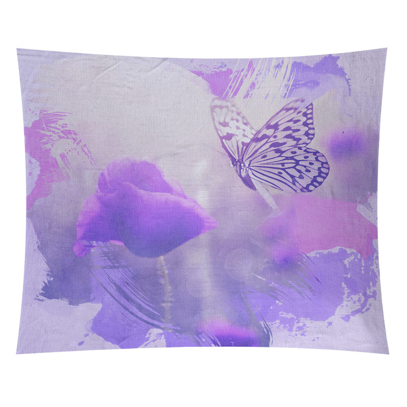 Tapisserie papillon et rose Bourbeau, H 27,5 po x l 37,5 po, Intérieur