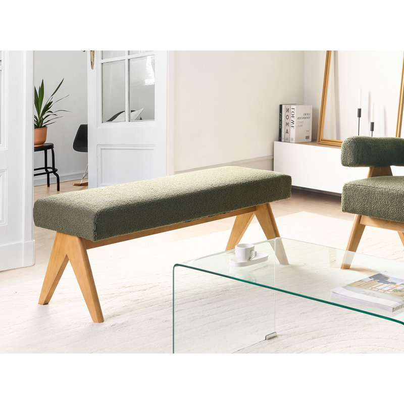 Bench Drumheller Boucle, Dark Brown Wood, Green