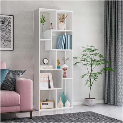 Asymmetrical 5-Tier Display Shelf & Bookcase for Multi-Functional Storage and Decor