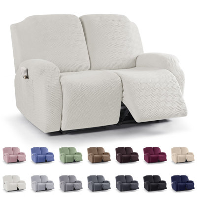 Wald 2 Seats Jacquard Recliner Chair Covers Furniture Protector Recliner Slipcovers With Elastic Bottom For Kids Pets