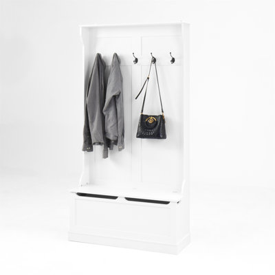 Entryway Bench With Standing Coat Rack