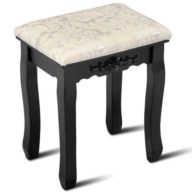 Solid Wood Accent Stool, Black
