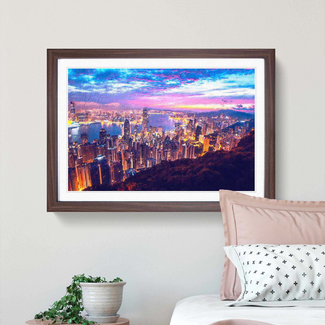 Hong Kong Skyline at Sunset - Framed Print