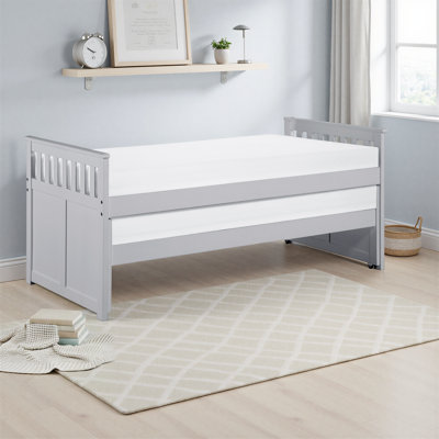 Geib Transitional Wood Twin over Twin Bed with Pull-Out Trundle, Integrated Supportive Slats & Foundation-Free Design