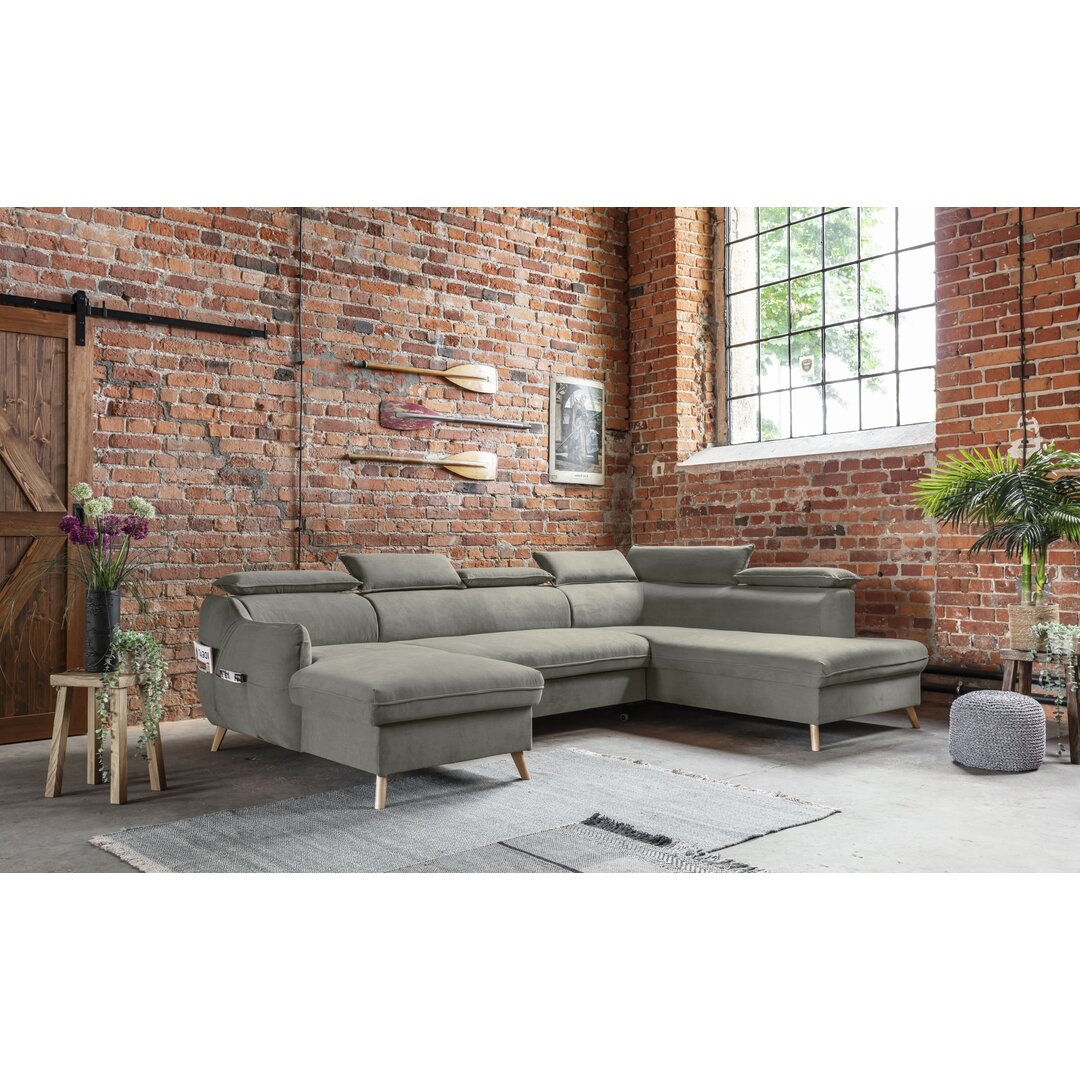 Ecksofa Henry aus Samt mit Bettfunktion