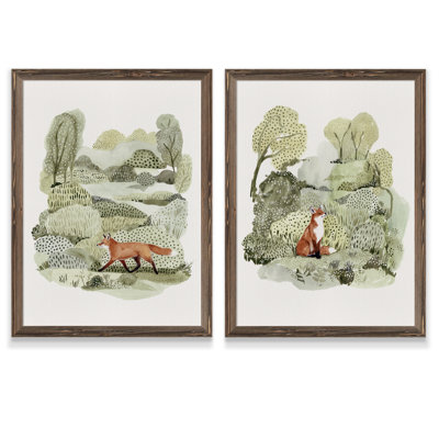 Fox Glen I - ensemble de 2 reproductions d'art encadrées