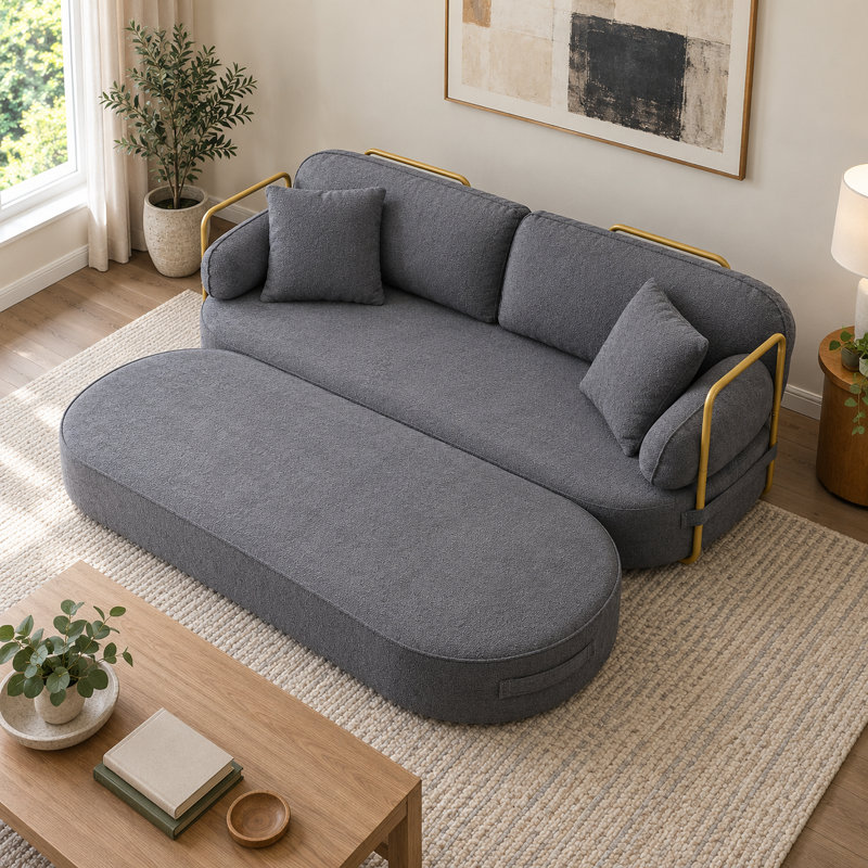 Upholstered 78.3 " Boucle Sleeper Sofa, Gris