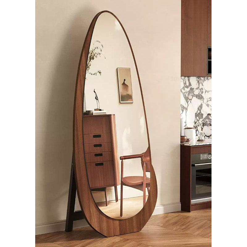 French-Style Retro Droplet-Shaped Wall-Mounted Or Freestanding Full-Length Mirror, 66.93" x 27.56"
