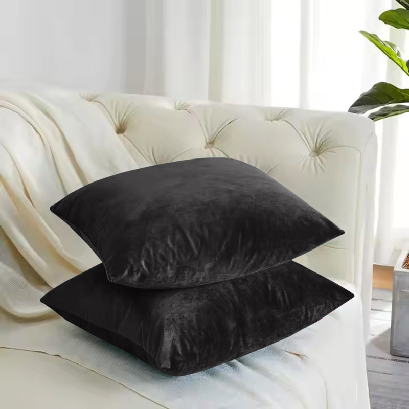 Elegant Velvet Cushion cover Home Décor–for Sofa, couch, bed, and living room , Black