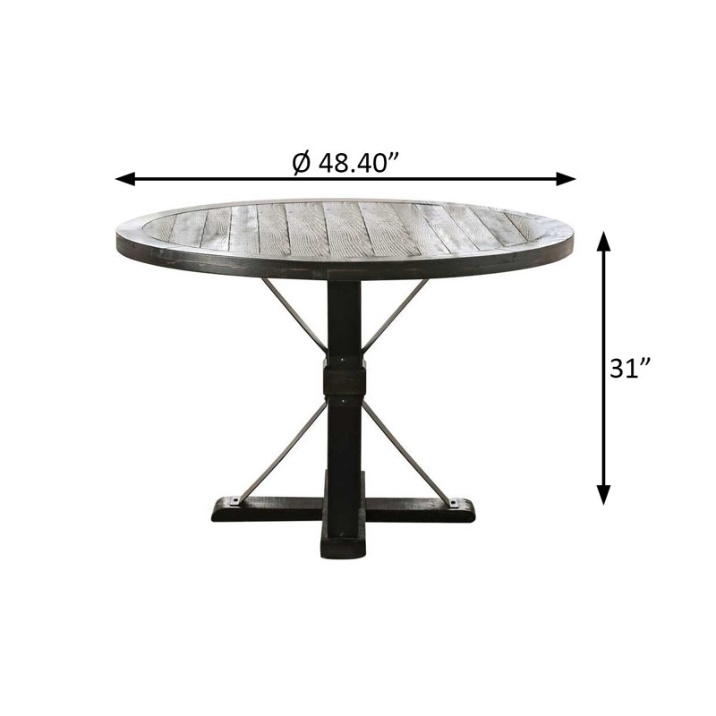 Table ronde l 48,4 po, noir antique / ivoire