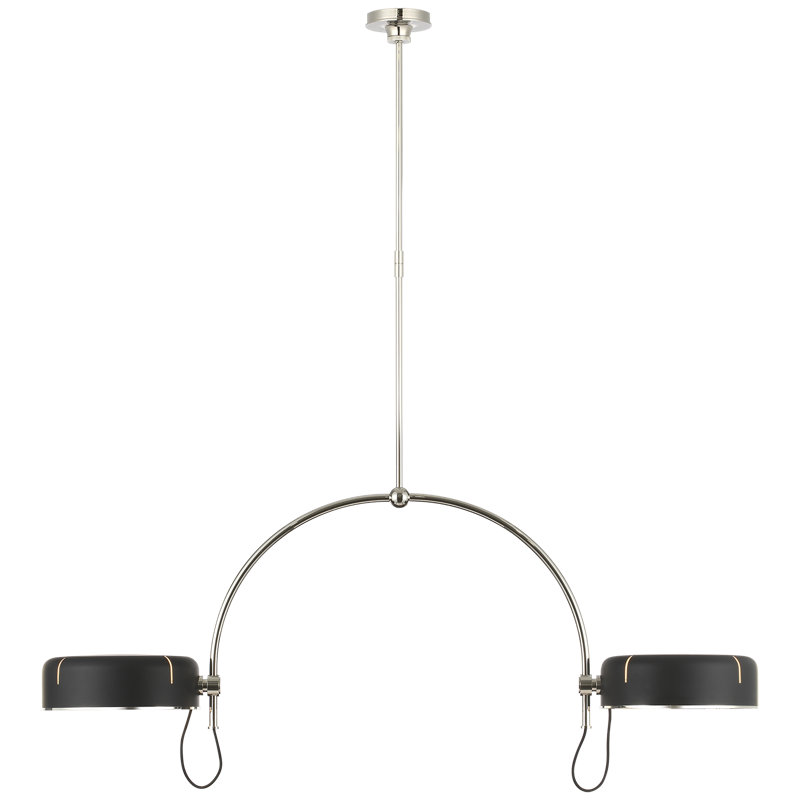 Thomas O'Brien Oso 72" Linear Arched Pendant, Polished Nickel, 64" H x 54" W, Black