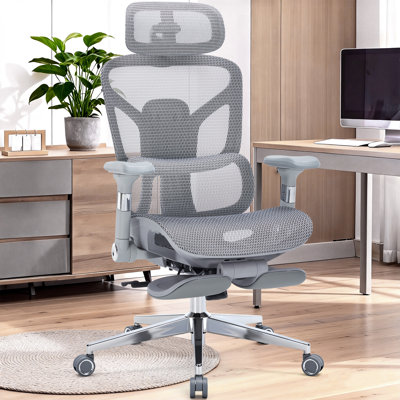 Ergonomic Full Mesh Executive Office Chair with 3D Lumbar Support, Reclining Desk Chair with Retractable Footrest, Adjustable Headrest & Multifunctional Armrests, 400lbs