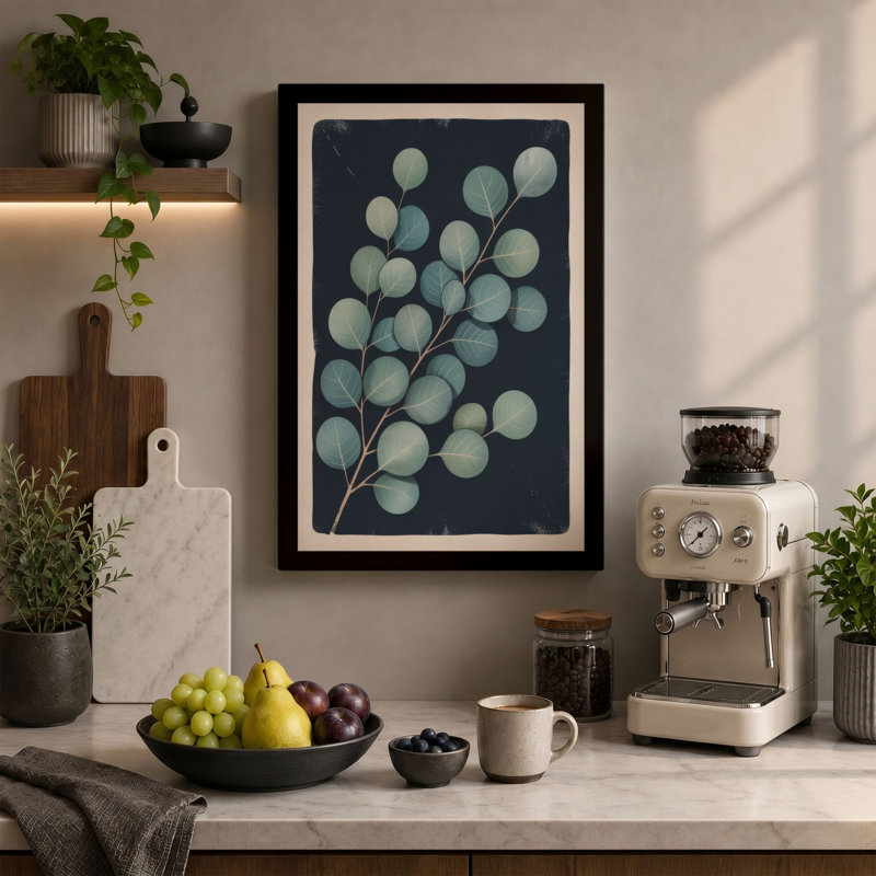 Eucalyptus Study Botanical - Wrapped Canvas, 18x12 - 45.7 x 30.5 cm, Black Border