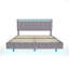 EU Double & King Floating Linen Bed Frame with Dual-Zone LED & USB Charging, Adjustable Tufted Headboard, Beige/Grey, 140/160x200cm-2033971426-2033971436