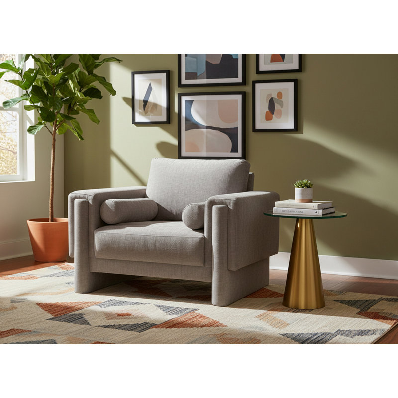 Izziah Upholstered Armchair, Grey Chenille Fabric
