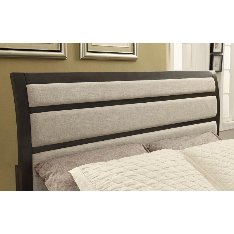 Lit tapissier Cayer, Beige/gris, Très grand californien