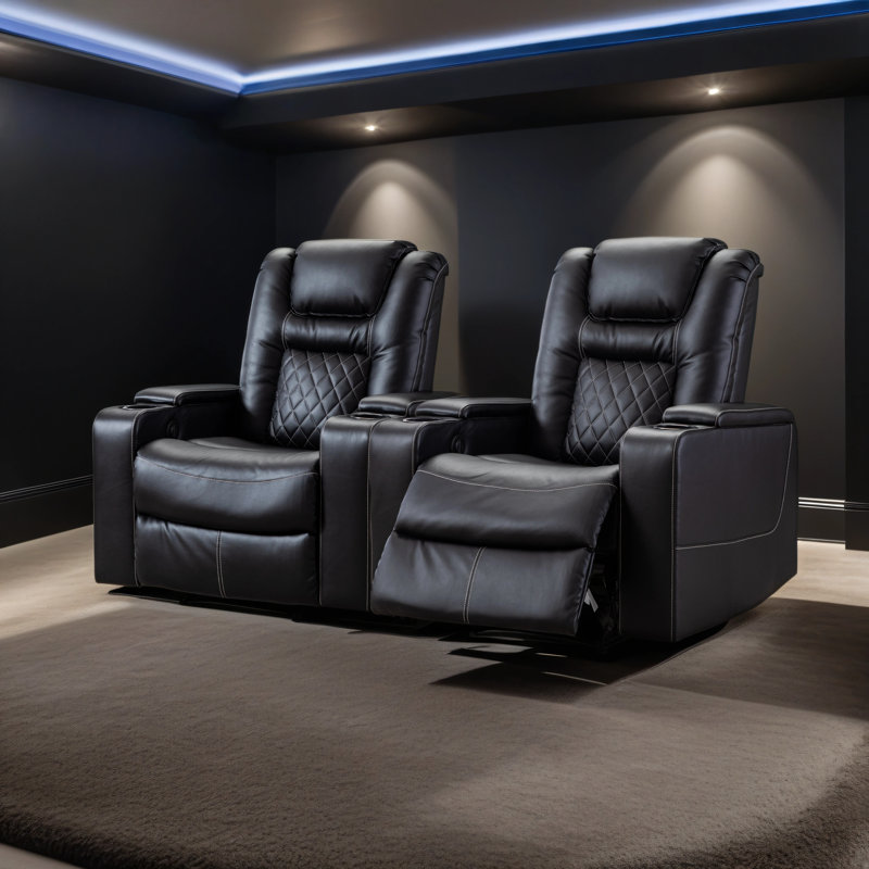 Fauteuil inclinable électrique en simili cuir de 36,22 po avec chargement USB , Similicuir noir