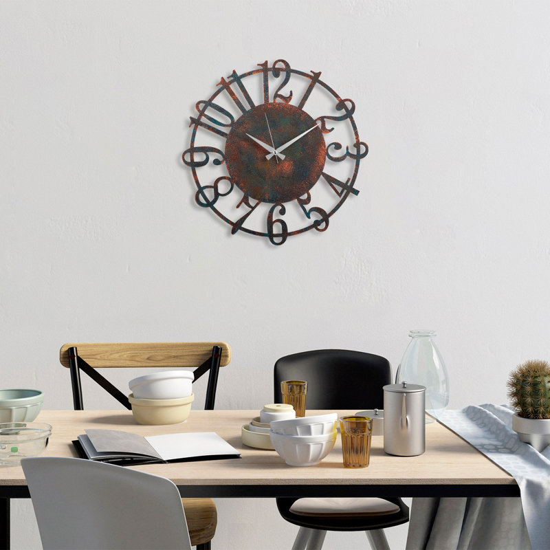 Horloge murale décorative en métal, Brun