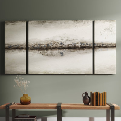 Wautoma " Abstract Neutral CXLIII-III " by ChiChi Decor 3 - Pieces Painting Print