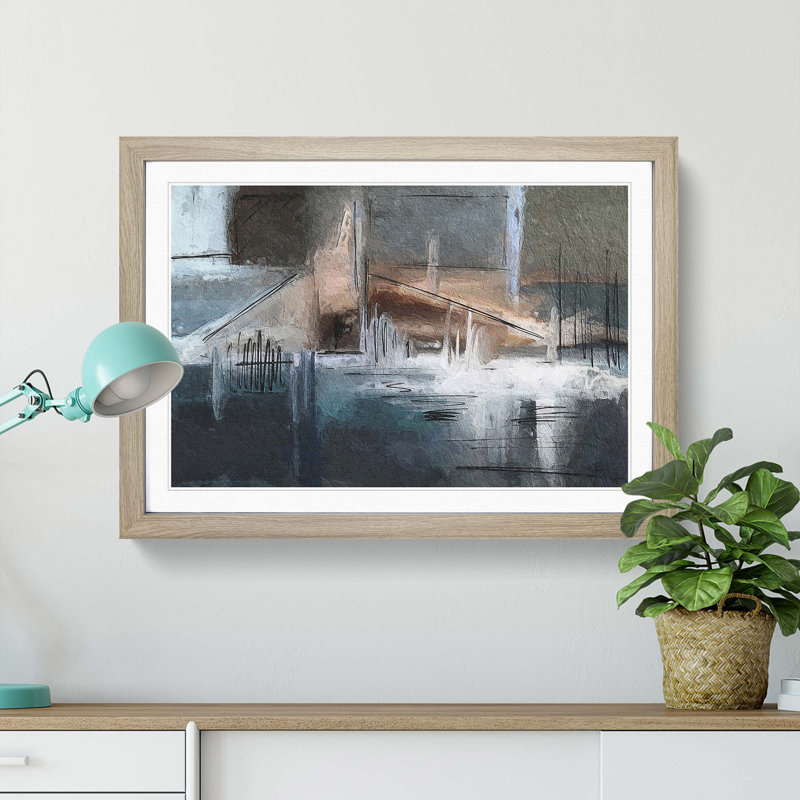 Abstract Vol.329 by S.Johnson - Single Picture Frame Painting, Oak Framed, 24cm H x 33cm W x 2cm D