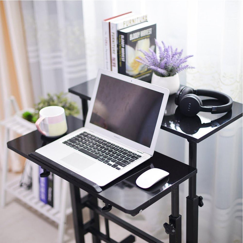 Adjustable Metal Base Computer Desk, Black