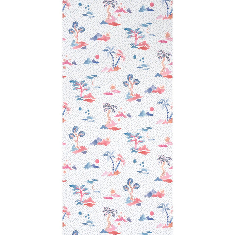 Schumacher x Happy Menocal Valletta Wallpaper, Sky/Pink