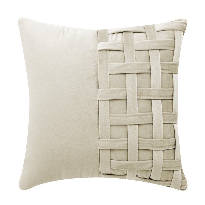  Velvet Geometric Throw Pillow, Cream
