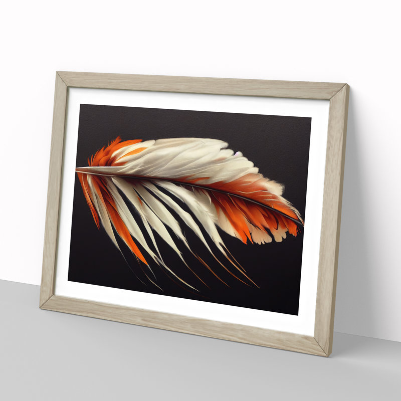Bird Feather - Single Picture Frame Print, 46cm H x 64cm W x 2cm D, Oak Framed
