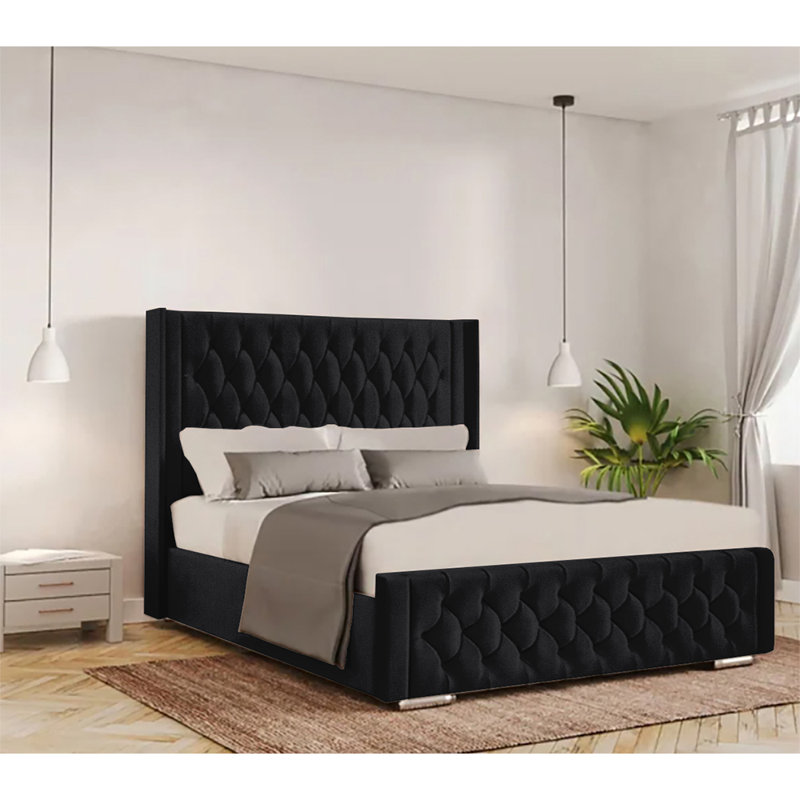 Athlene Upholstered Bed Frame, Black, Single (3')