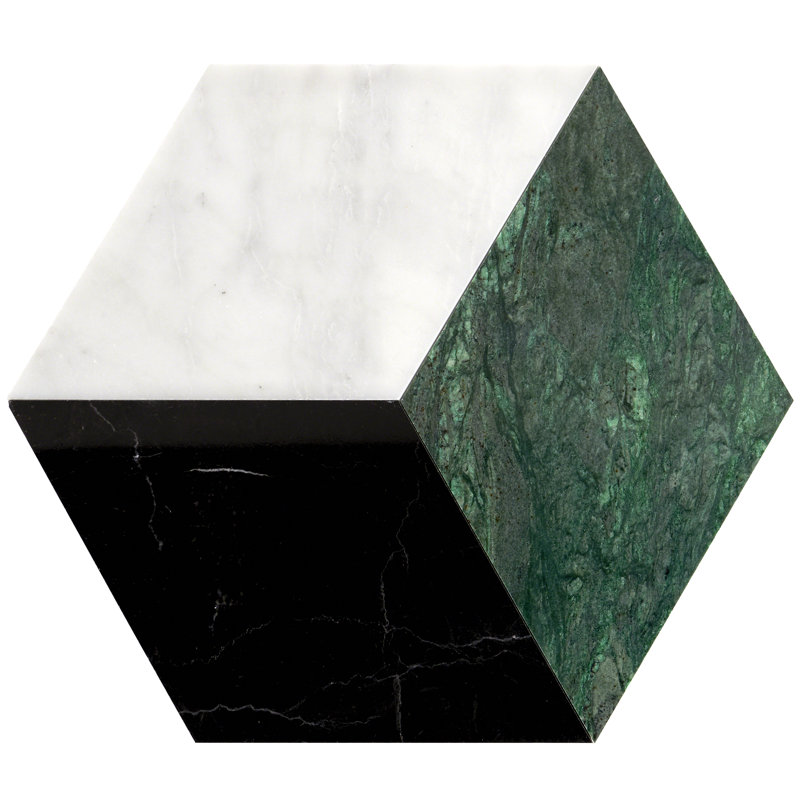Cadmus 8" x 9.21" Marble Geometric Mosaic Wall & Floor Tile (0.51 Sq. Ft. / Sheet), Verde