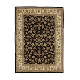 Hand-Knotted High-Quality Black and Ivory Area Rug